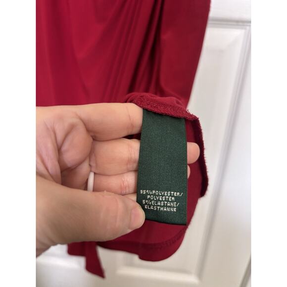 Lauren Ralph Lauren Dress Red Stretch Sleeveless Dress Size 14 Wedding Guest - Picture 4 of 6